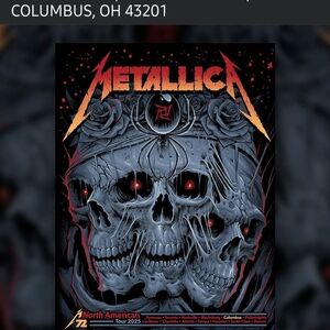 Metallica North American Tour 2025 Poster Columbus Pop Up